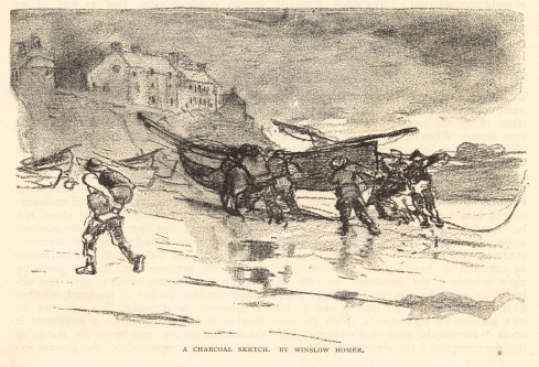 A charcoal sketch by Winslow Homer, 1883, Boston Public Library