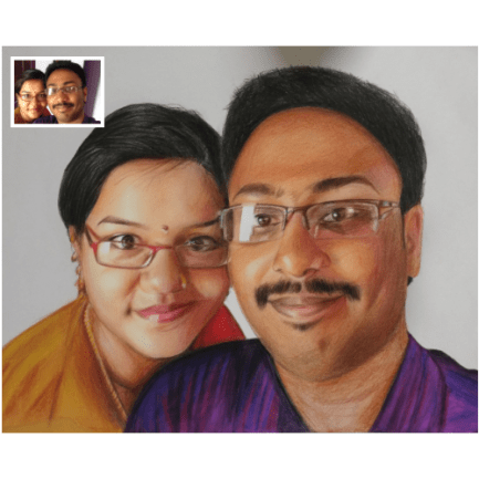 Couple Pencil Color Portrait from Photo