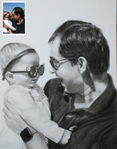Handmade Charcoal Baby Painting